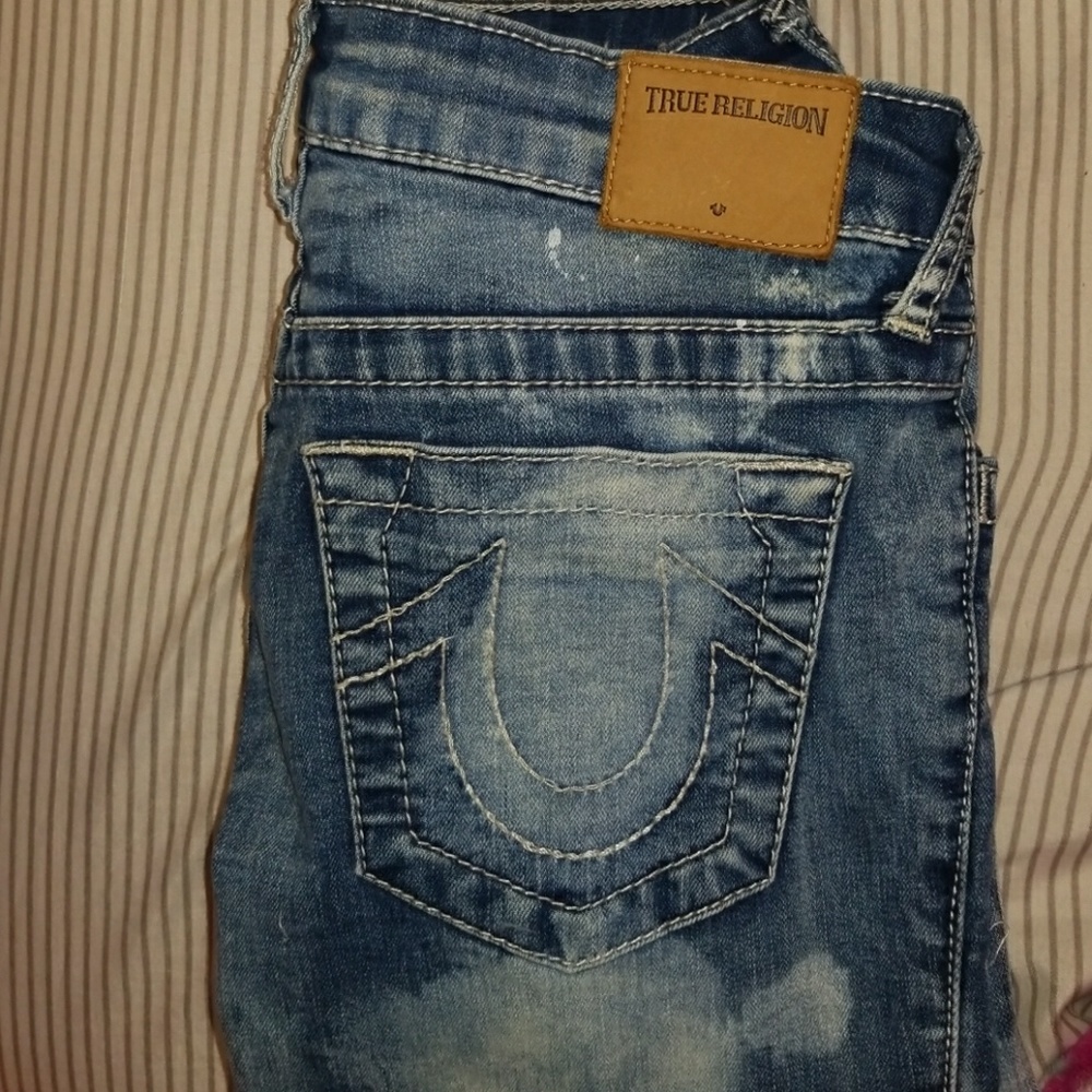 Girls True Relgion Brand Distressed Denim Jeans